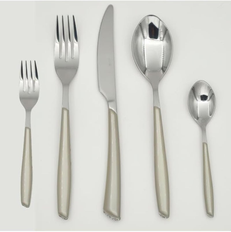 Zinnia 30-Piece Stainless Steel Cutlery Set - Beige